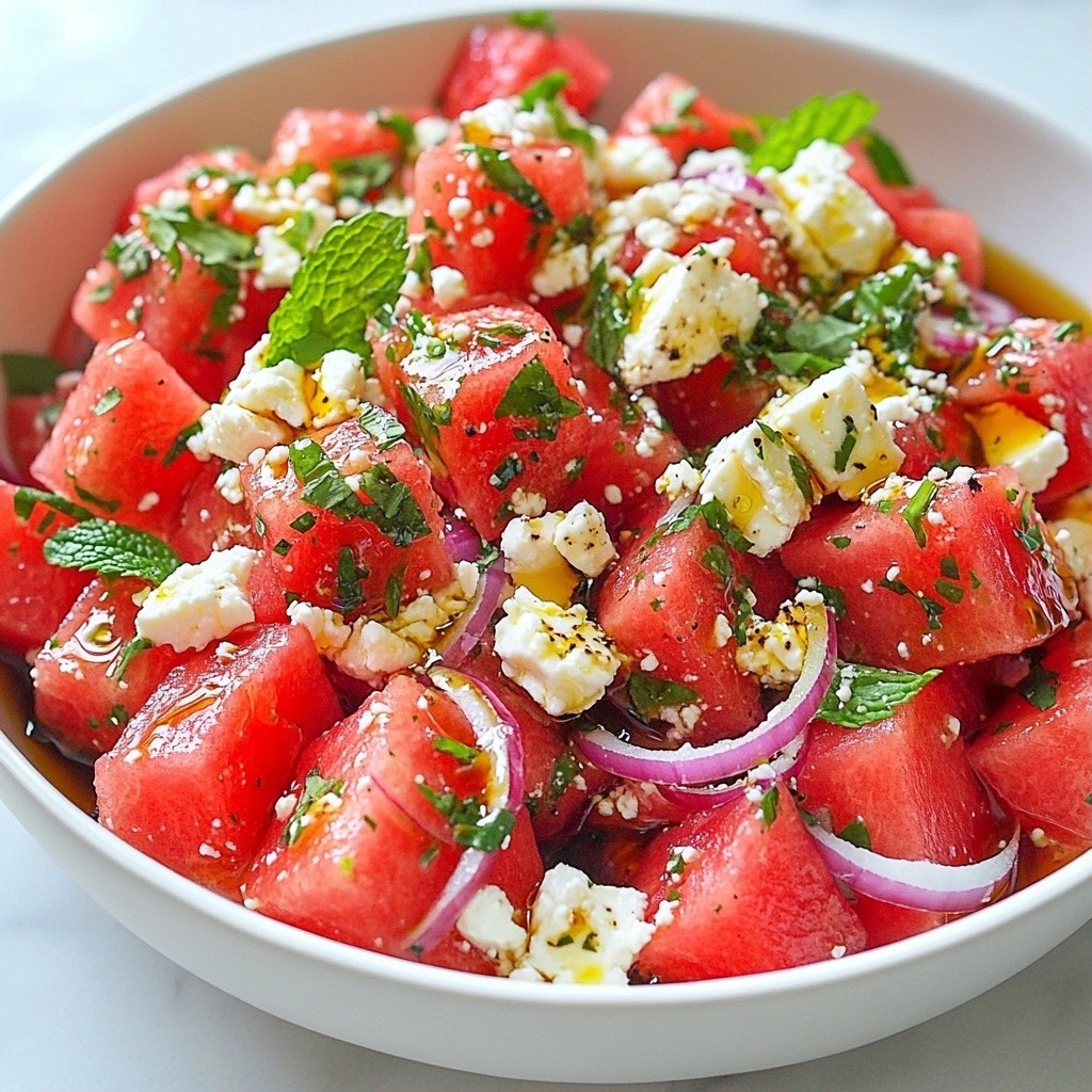 Refreshing Quick Recipes Watermelon Mint Feta Bowl