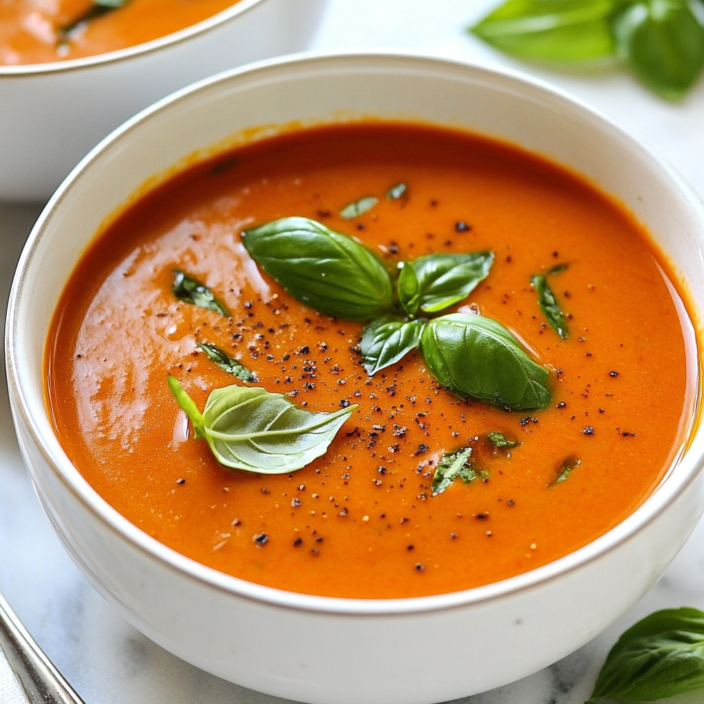Creamy 5-Ingredient Recipes Tomato Basil Soup Delight
