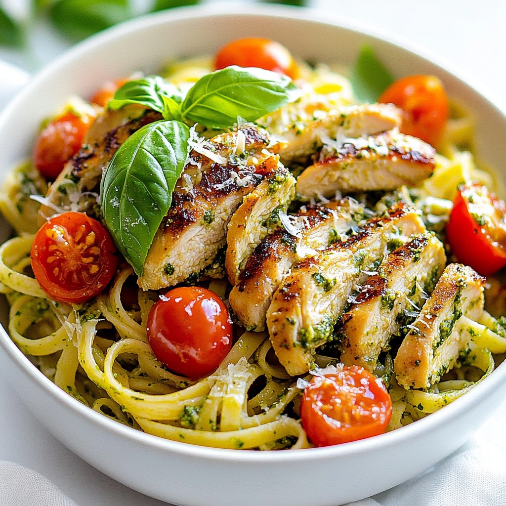 Savoury 15-Minute Meals Pesto Chicken Linguine Delight